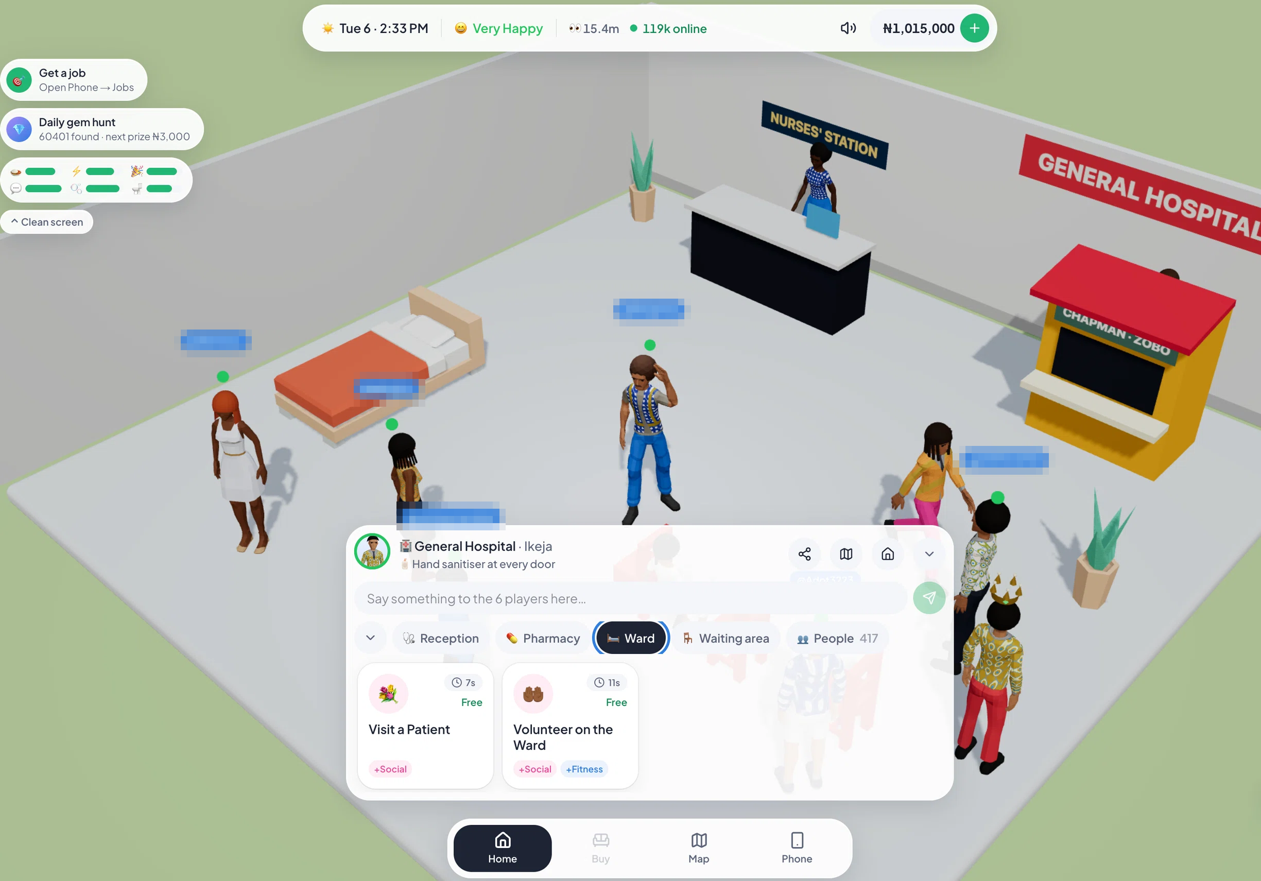 The hospital ward in Lagos Life with the free options, visiting a patient and volunteering